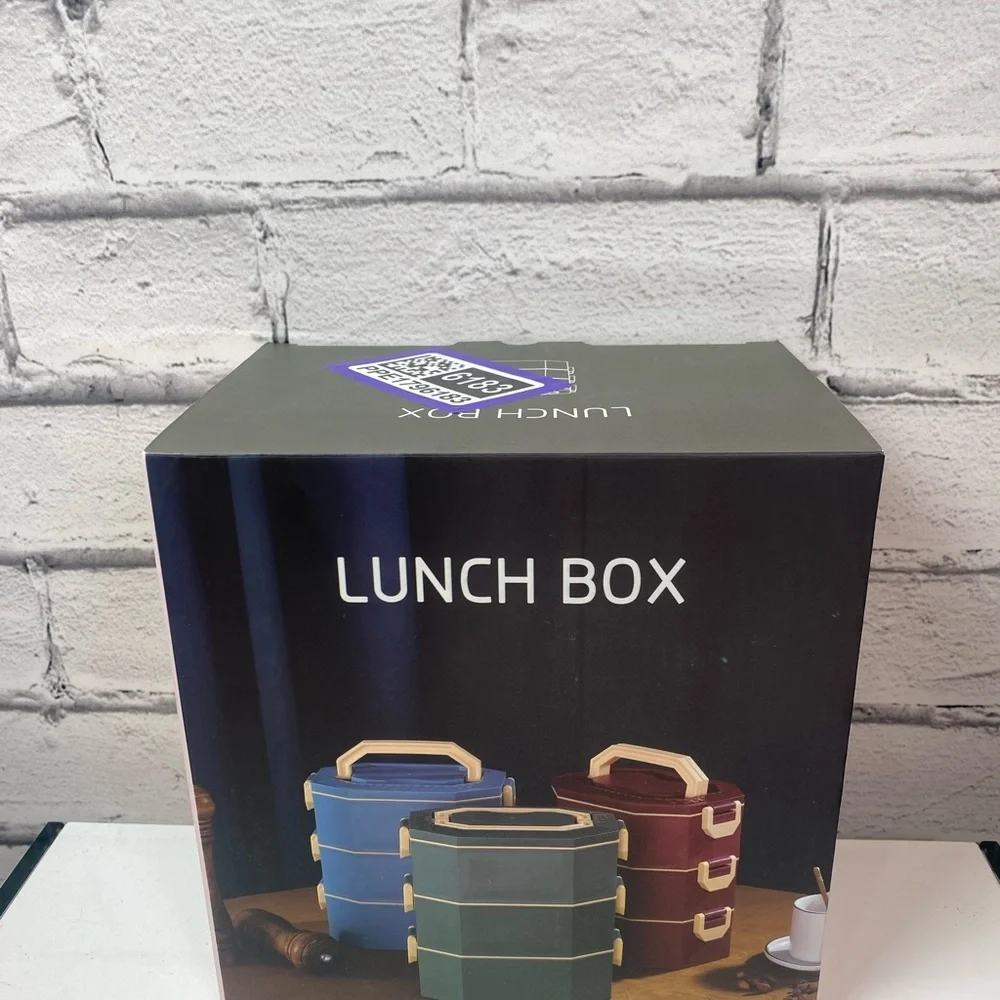 Bento Lunch Box Stackable 3 Tiers With Utensils Green NWT Bento Box Food Storage